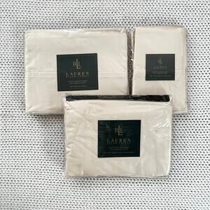 Lauren Ralph Lauren Vintage Estate Sateen Sheet Beige Sand Dune Twin Sheet Set